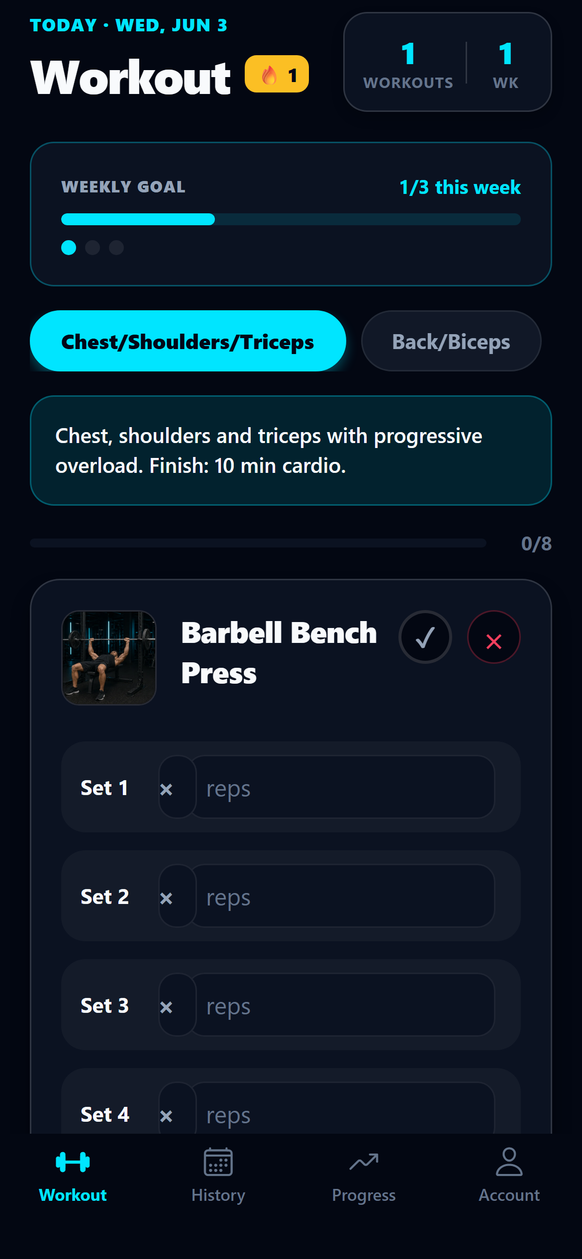 Trainer Pro Gym workout tracking